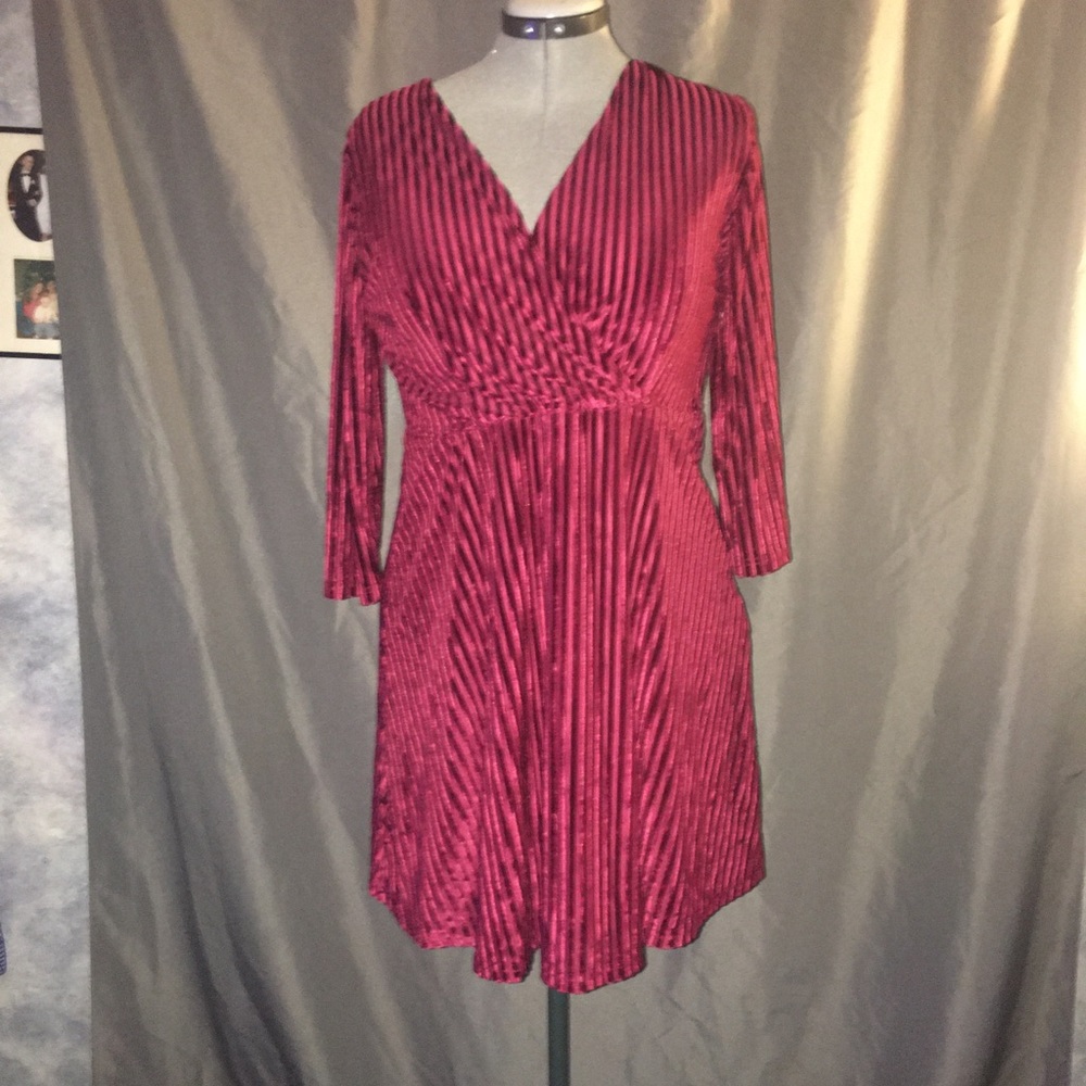 AYLI Red /Burgandy Velvet Short Dress Sz 14